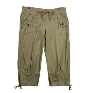 Wearables XCVI Size M 8/10 Cargo Crop Pants Khaki Pull On Pockets Stretch